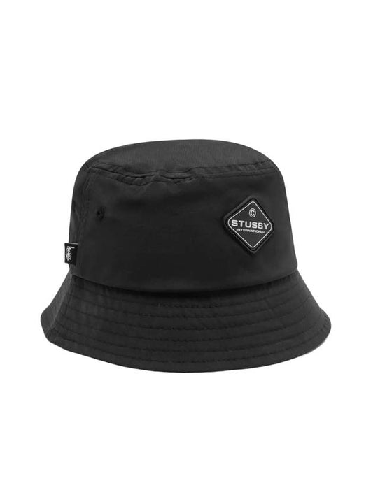 Logo Nylon Bucket Hat Black - STUSSY - BALAAN.