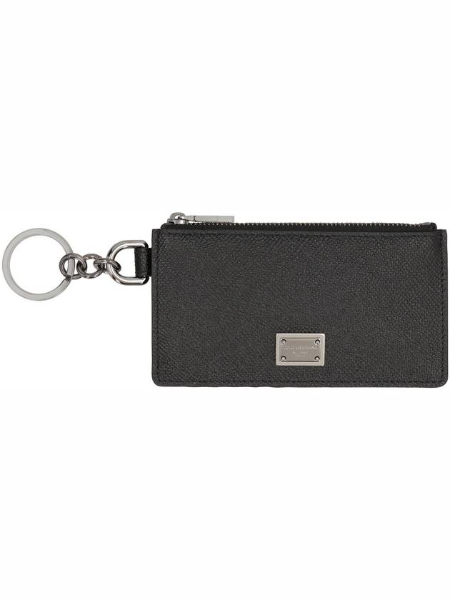 Men's Ring Logo Tag Calfskin Card Wallet Black - DOLCE&GABBANA - BALAAN 3