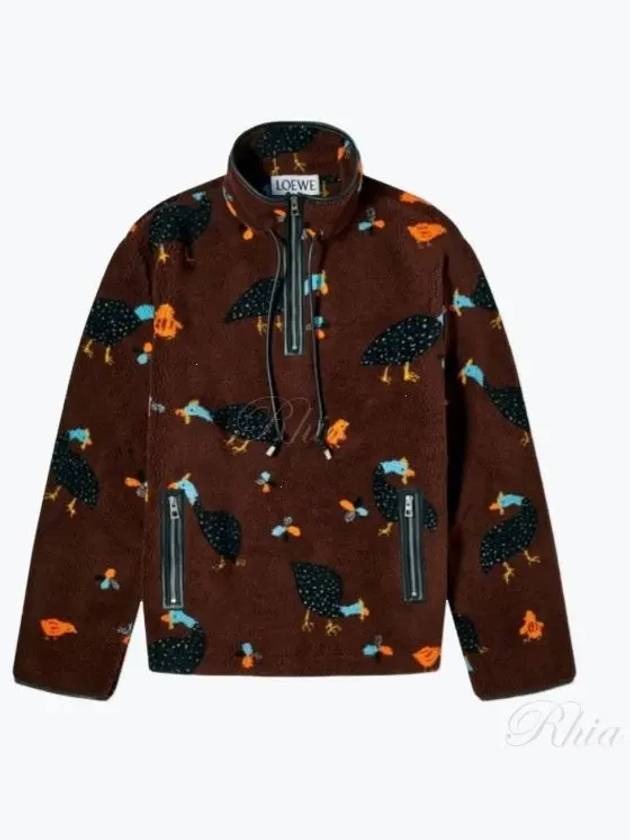 Bird Print Fleece Anorak Chocolate Brown - LOEWE - BALAAN 2