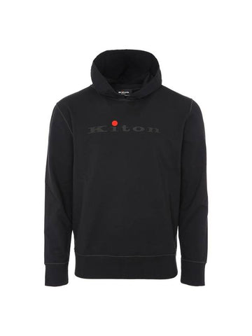 UMK0289 BLACK classic logo black hoodie - KITON - BALAAN 1