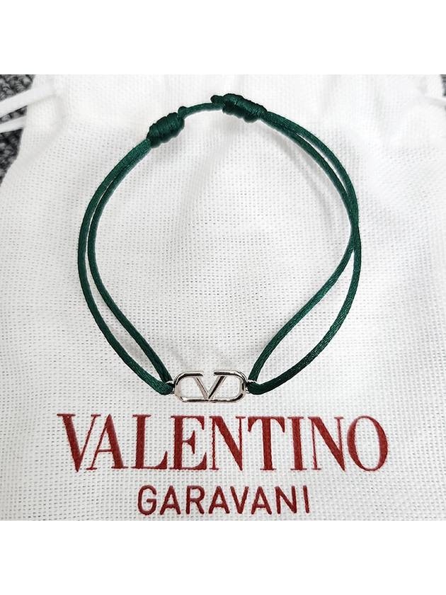 Silver V Logo Signature Bracelet Green - VALENTINO - BALAAN 4