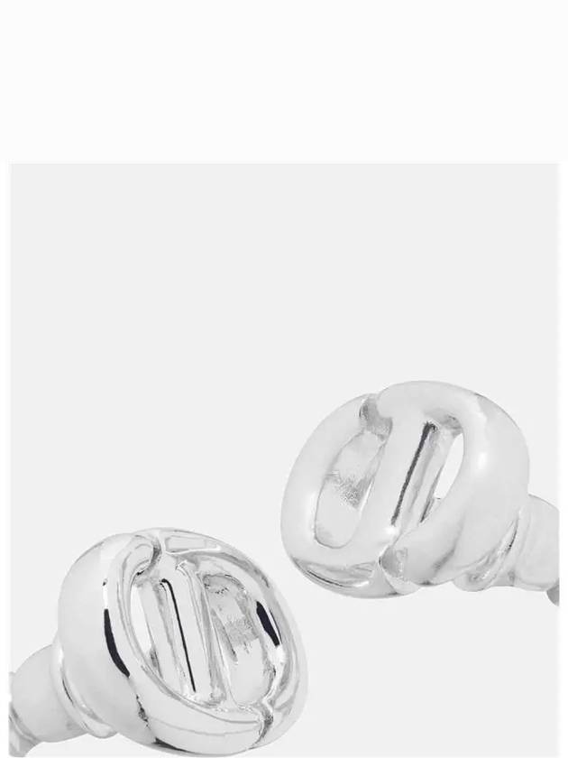 CD Navy Stud Metal Earrings Silver Finish - DIOR - BALAAN 5