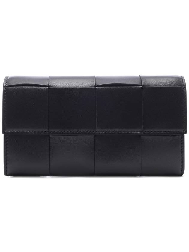 Cassette Flap Leather Long Wallet Black - BOTTEGA VENETA - BALAAN 3