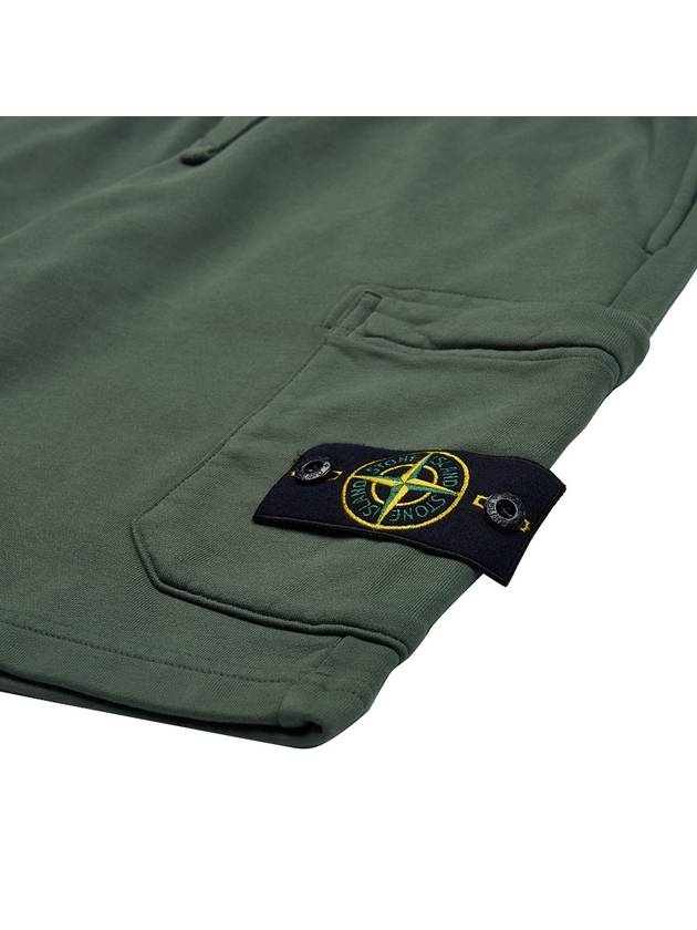 Cotton Fleece Cargo Bermuda Shorts Musk Green - STONE ISLAND - BALAAN 5