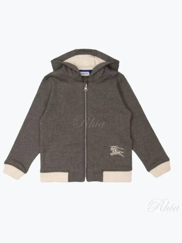 Kids Embroidered Logo Hooded Zip-Up Jacket Charcoal - BURBERRY - BALAAN 2