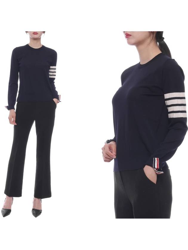 4-Bar Merino Jumper Wool Knit Top Navy - THOM BROWNE - BALAAN 3