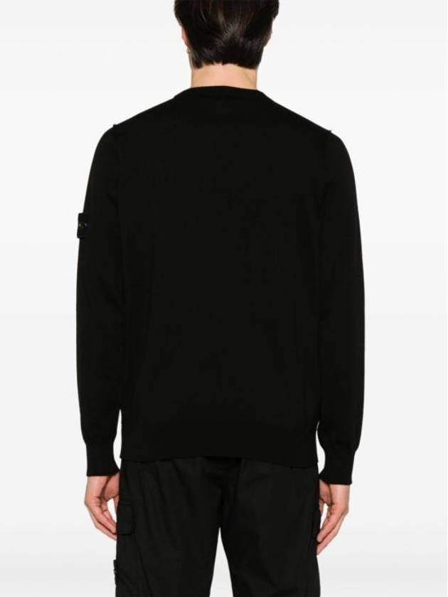 5100053 Soft Organic Cotton Small Roll Details Crewneck Sweatshirt Black - STONE ISLAND - BALAAN 5