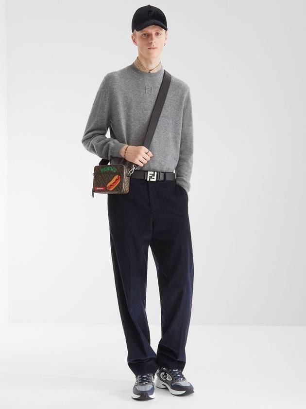 Crew Neck Wool Sweatshirt Grey - FENDI - BALAAN 3