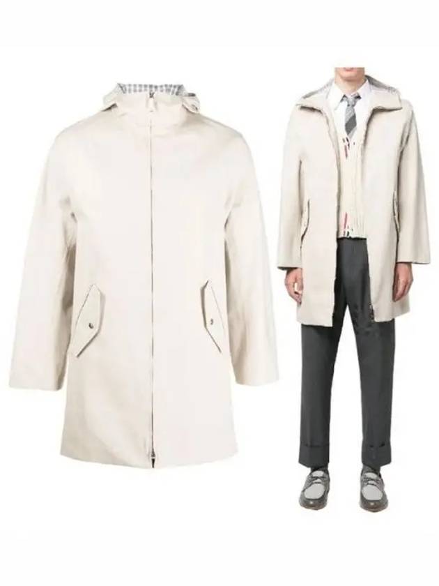 Waterproof Cotton Twill T-Dart Hooded Jacket Khaki - THOM BROWNE - BALAAN 2