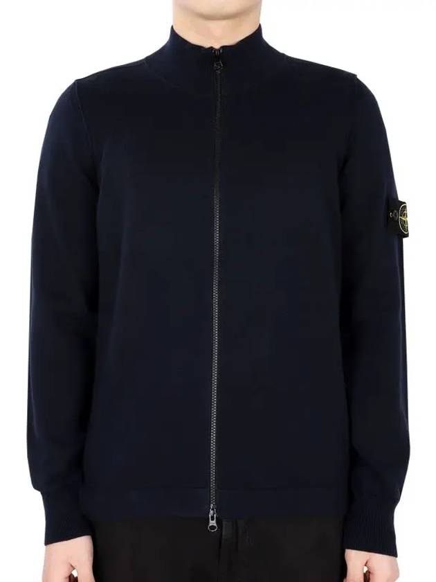 Soft Cotton Knit Zip-Up Jacket Navy - STONE ISLAND - BALAAN 3