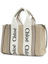 Woody Linen Canvas Calfskin Tote Bag Grey - CHLOE - BALAAN 3