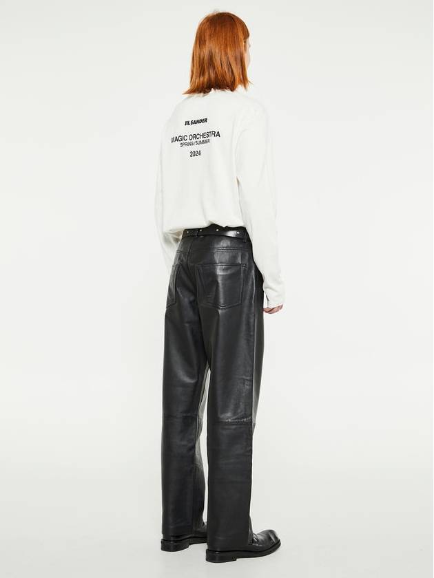 Loose Leather Straight Pants Black - SUNFLOWER - BALAAN 3