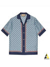 Interlocking G Silk Short Sleeve Shirt Blue - GUCCI - BALAAN 2