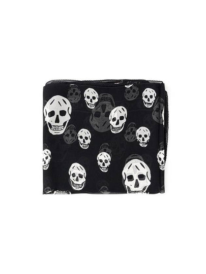 Skull Print Silk Scarf Black - ALEXANDER MCQUEEN - BALAAN 2