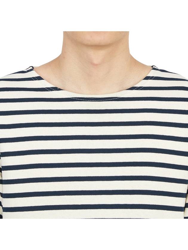 Meridien Mode Elbow Patch Striped Long Sleeve T-Shirt Ecru Navy - SAINT JAMES - BALAAN 8