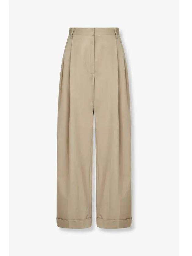 Women s Pleated Roll Up Cotton Pants Beige - DRIES VAN NOTEN - BALAAN 1