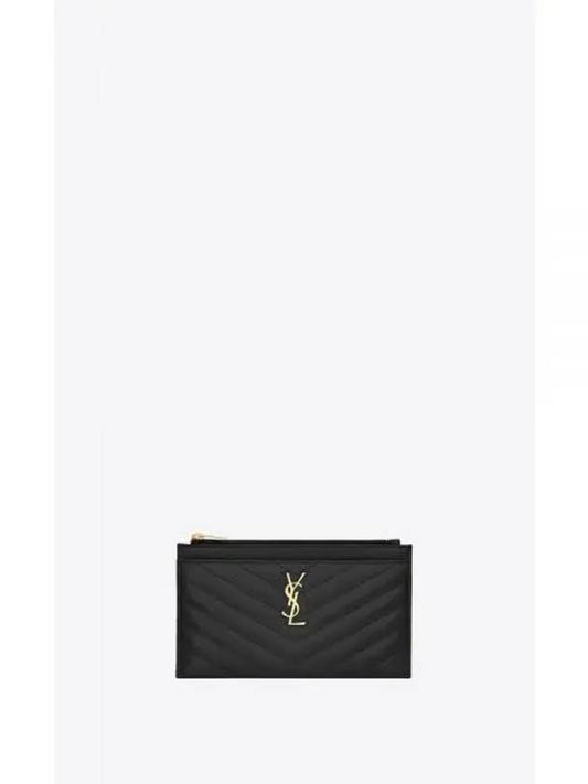 Monogram Leather Bill Small Pouch Bag Black - SAINT LAURENT - BALAAN.