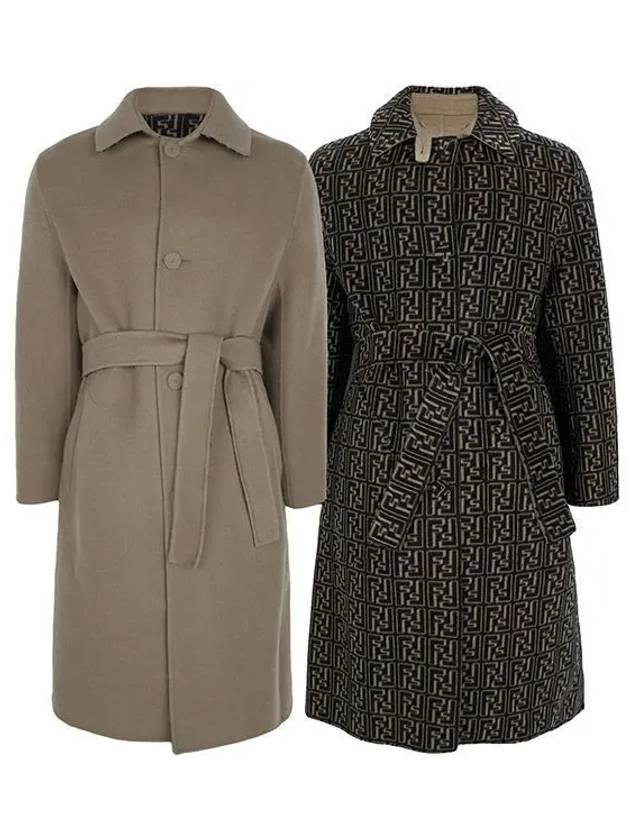 FF Logo Reversible Single Coat Beige - FENDI - BALAAN 2