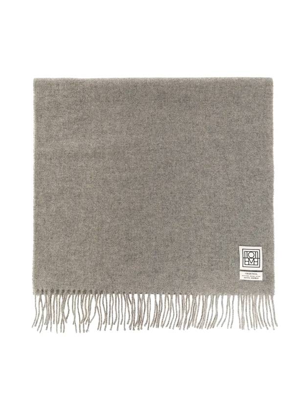 Classic Fringe Edge Wool Muffler Gray - TOTEME - BALAAN 1