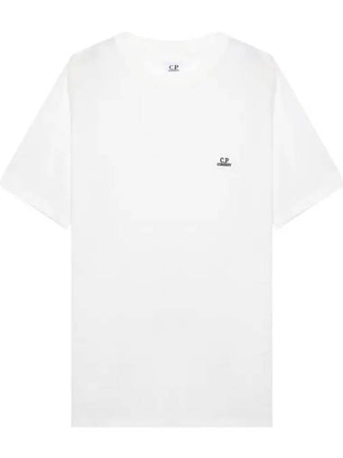 Logo Patch Crew Neck Cotton Short Sleeve T-Shirt White - CP COMPANY - BALAAN 1