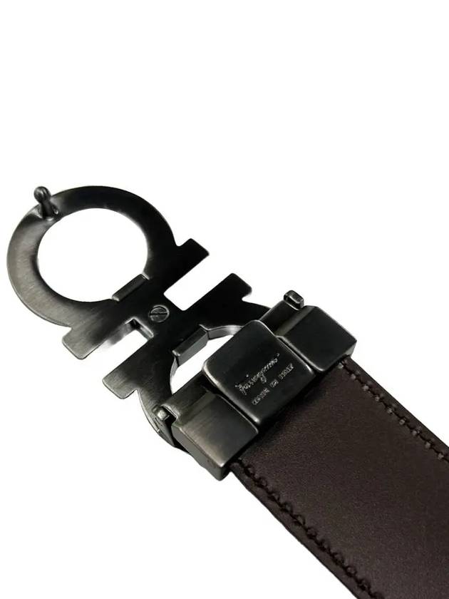 Gancini Reversible Adjustable Leather Belt Black Dark Brown - SALVATORE FERRAGAMO - BALAAN 7