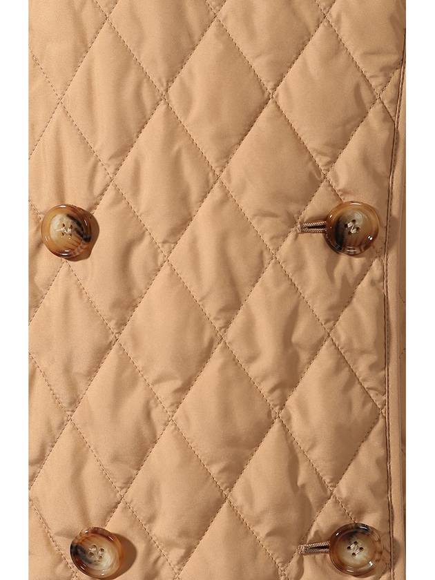 Diamond Quilted Double-Breasted Coat Beige - BURBERRY - BALAAN 4