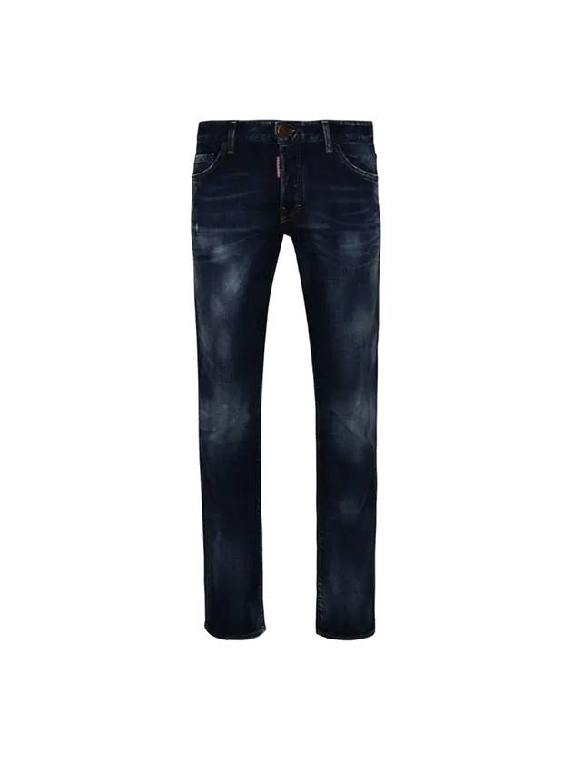 back logo patch cotton slim jeans navy - DSQUARED2 - BALAAN 1