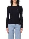 Embroidered Logo Pony Cable Knit Top Black - POLO RALPH LAUREN - BALAAN 3