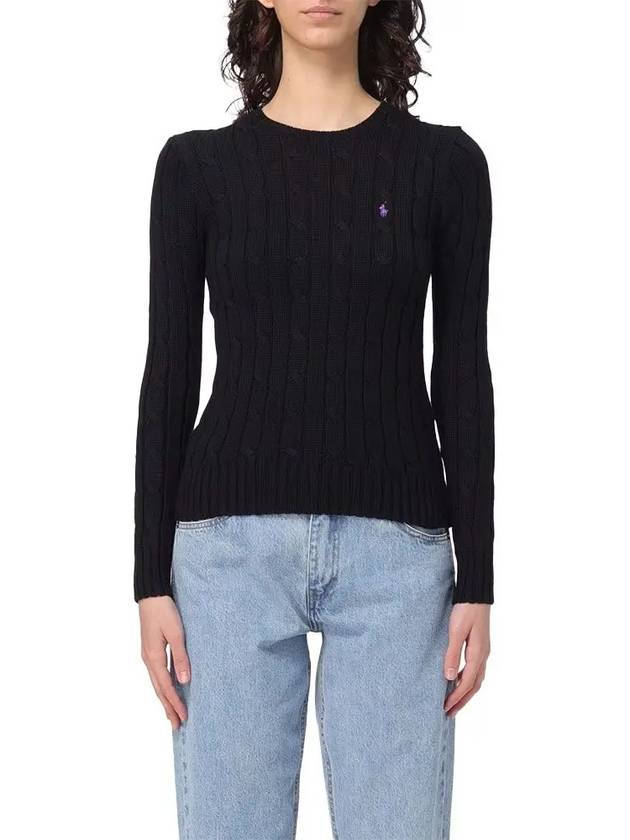 Embroidered Logo Pony Cable Knit Top Black - POLO RALPH LAUREN - BALAAN 2