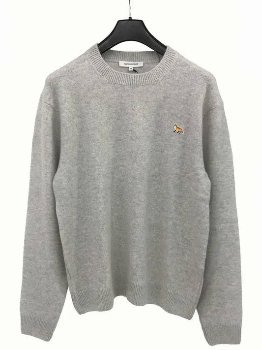 Baby Fox Patch Regular Knit Top Light Grey Melange - MAISON KITSUNE - BALAAN 2