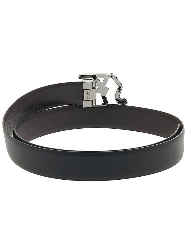 Ferragamo Men's SF Logo Reversible Belt 67 A251 NERO HICKORY 0734199 - SALVATORE FERRAGAMO - BALAAN 4