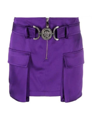 Medusa 95 Belted Pocket Mini A-Line Skirt Purple - VERSACE - BALAAN 1