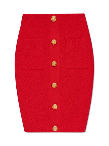 Balmain Skirt With Decorative Buttons, Women's, Red - BALMAIN - BALAAN 1