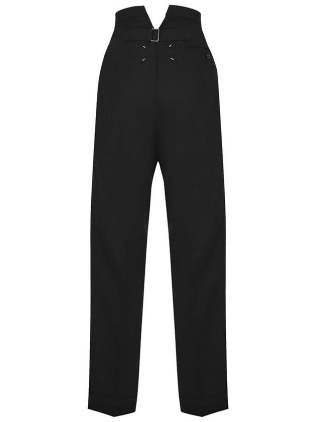 Women's Herringbone Wool Pleated Straight Pants Black - MAISON MARGIELA - BALAAN 3