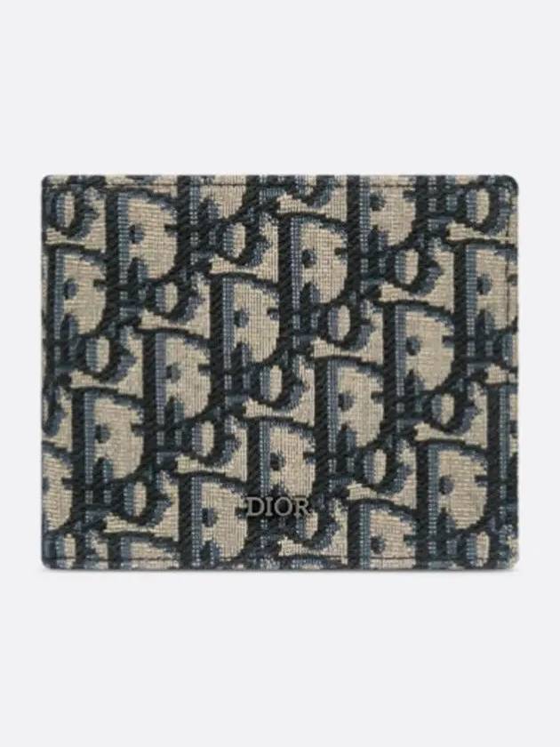 Compact Wallet Beige & Black  Oblique Jacquard - DIOR - BALAAN 2