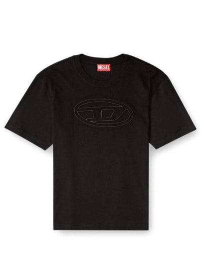 Embossed Oval D Short Sleeve T-Shirt Black - DIESEL - BALAAN 2