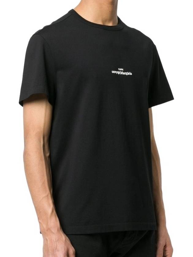 Reverse Embroidered Logo Stitched Cotton Short Sleeve T-Shirt Black - MAISON MARGIELA - BALAAN 5