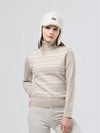 Women’s Houndstooth Double-sided Jacquard Beige Turtleneck Knit DO6222TL21 1 - DOYOUKNOWMC GOLF WEAR - BALAAN 2