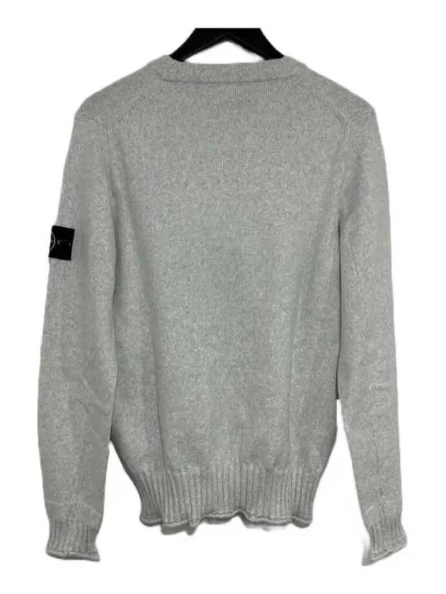 Men's Wappen Patch Crew Neck Cotton Knit Top Grey - STONE ISLAND - BALAAN 5