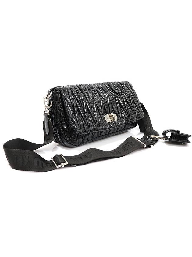 5BD208 Black Vitello Shine Silver Matelasse Shoulder Bag - MIU MIU - BALAAN 2