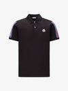 Stripe Trimming Logo Short Sleeve Polo Shirt Black - MONCLER - BALAAN 3