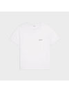 Logo Print Cotton Jersey Loose Short Sleeve T-Shirt White - CELINE - BALAAN 2