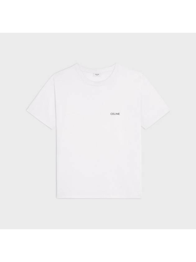 Logo Print Cotton Jersey Loose Short Sleeve T-Shirt White - CELINE - BALAAN 2