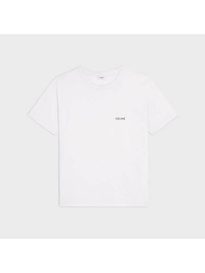 Logo Print Cotton Jersey Loose Short Sleeve T-Shirt White - CELINE - BALAAN 2