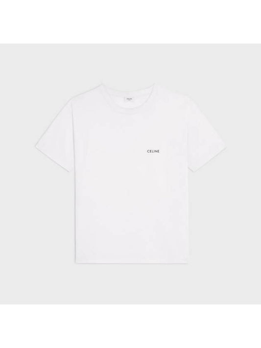 Logo Print Cotton Jersey Loose Short Sleeve T-Shirt White - CELINE - BALAAN 2