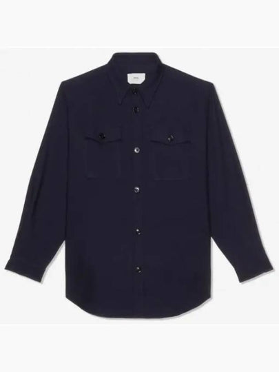 Chest Pocket Long Sleeve Shirt Navy - AMI - BALAAN 2