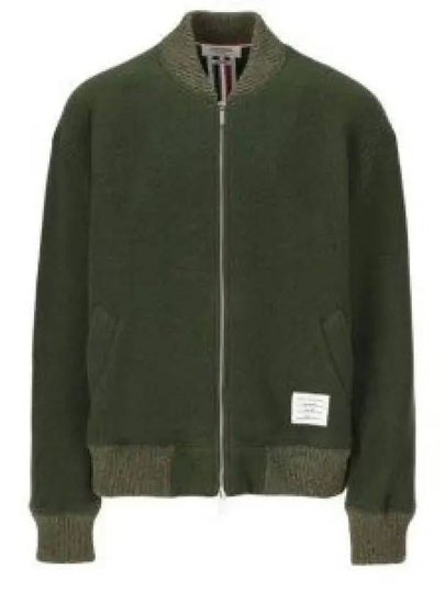 Fleece Stripe Wool Bomber Jacket Dark Green - THOM BROWNE - BALAAN 2