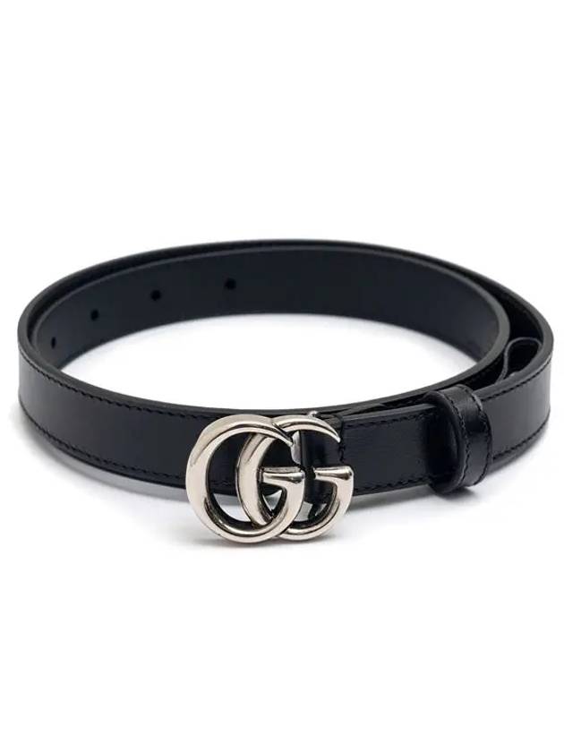 GG Marmont Thin Leather Belt Black - GUCCI - BALAAN.