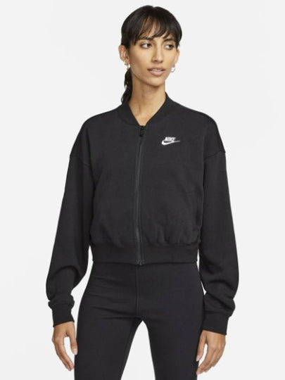 Sportswear Club Fleece Oversized Crop Bomber Jacket Black - NIKE - BALAAN 2