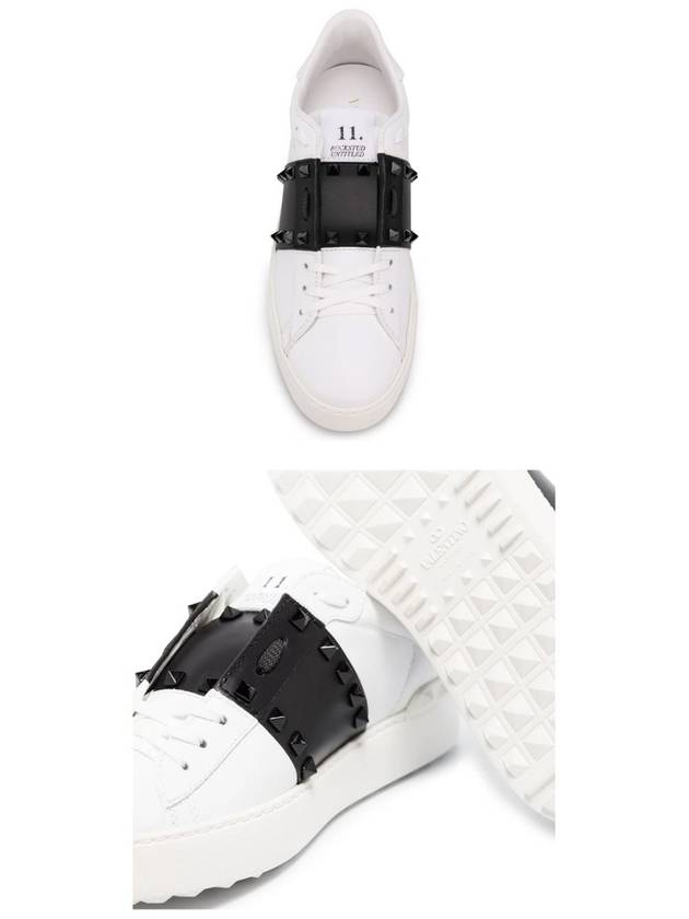 Rockstud Untitled Low Top Sneakers White Black - VALENTINO - BALAAN 6